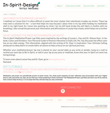 In Spirit Designs web design by kikaDESIGN