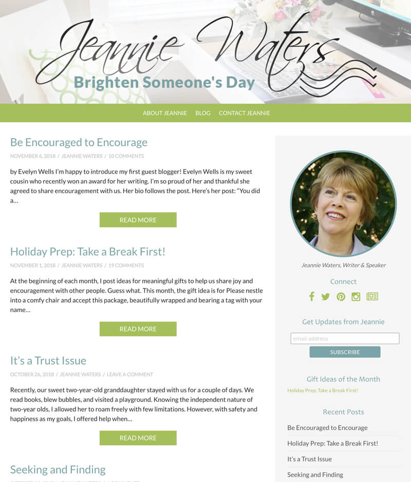 Jeannie Waters web design by kikaDESIGN