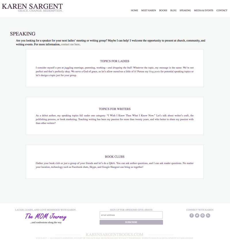 Karen Sargent web design by kikaDESIGN