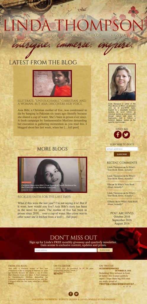 Linda Thompson web design by kikaDESIGN