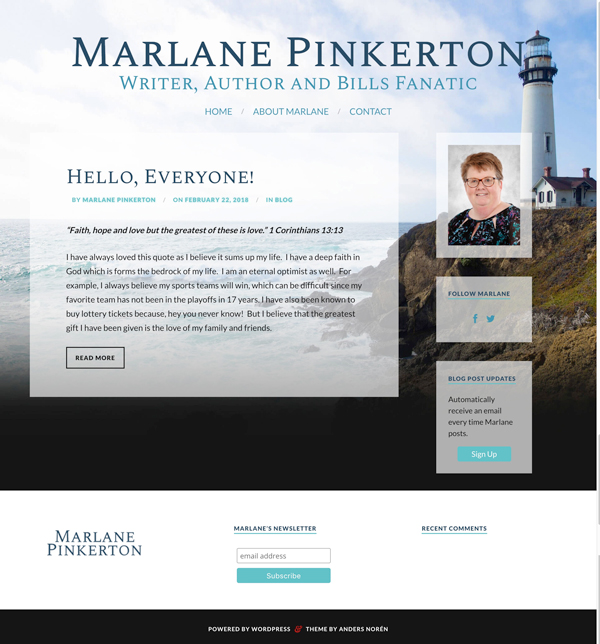 Marlane Pinkerton web design by kikaDESIGN