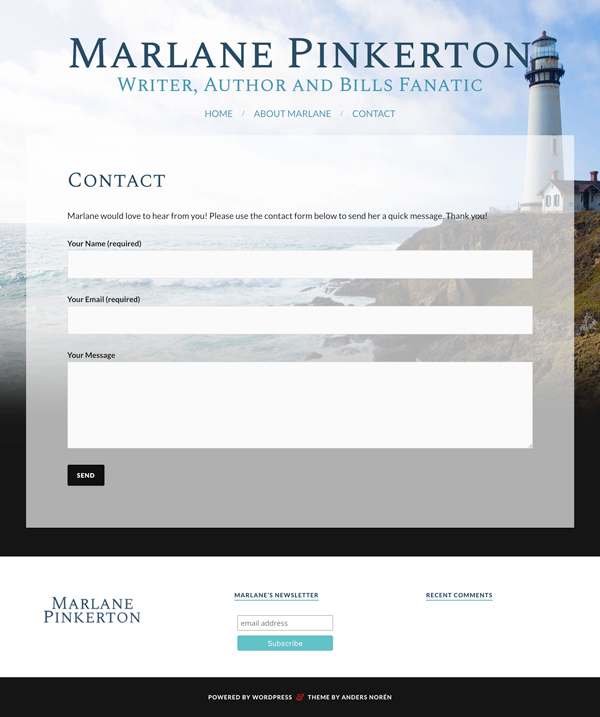 Marlane Pinkerton web design by kikaDESIGN