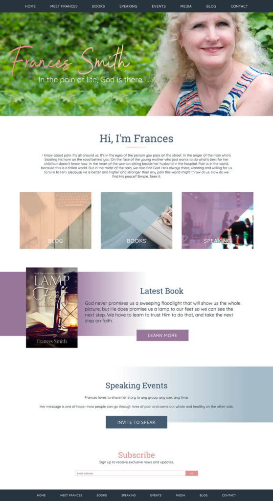 Frances Smith web design by kikaDESIGN
