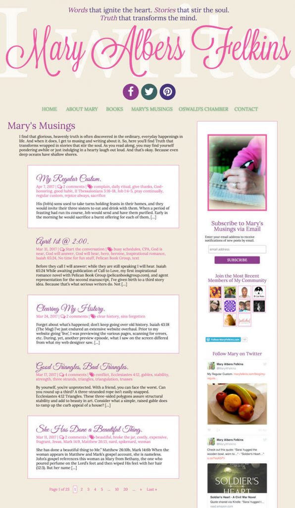 Mary Felkins web design by kikaDESIGN